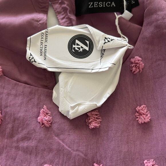 Zesica Dress Swiss Dot Tiered Maxi Womens Purple SZM Boho Style Long Sleeve - Picture 8 of 10